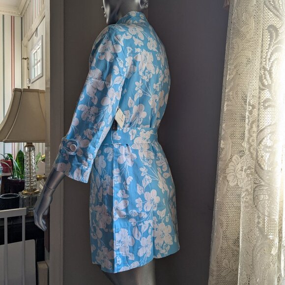 Madison Robin Egg Blue Floral "Trench" Coat NWT - Picture 8 of 16